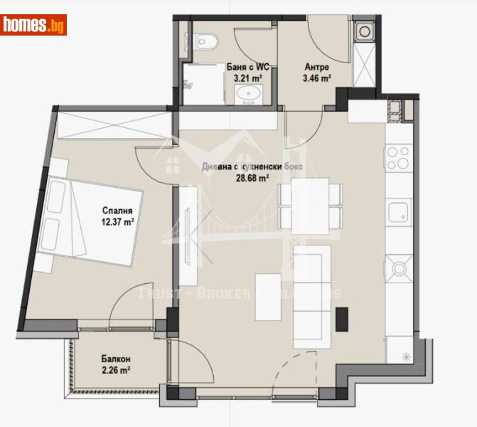 Двустаен, 65m² - Кв. Витоша, София - Апартамент за продажба - Trust Broker Solutions - 120071393