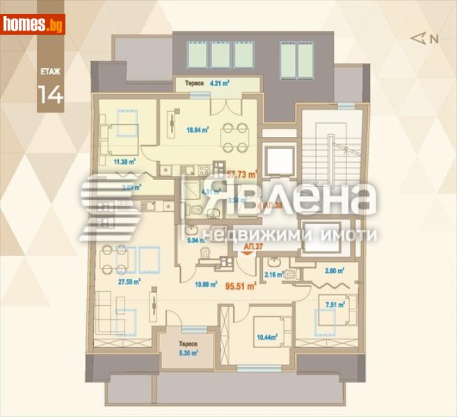 Двустаен, 104m² - Жк. Зона Б5, София - Апартамент за продажба - ЯВЛЕНА - 120153780