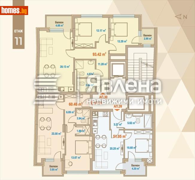 Тристаен, 129m² - Жк. Зона Б5, София - Апартамент за продажба - ЯВЛЕНА - 120153878