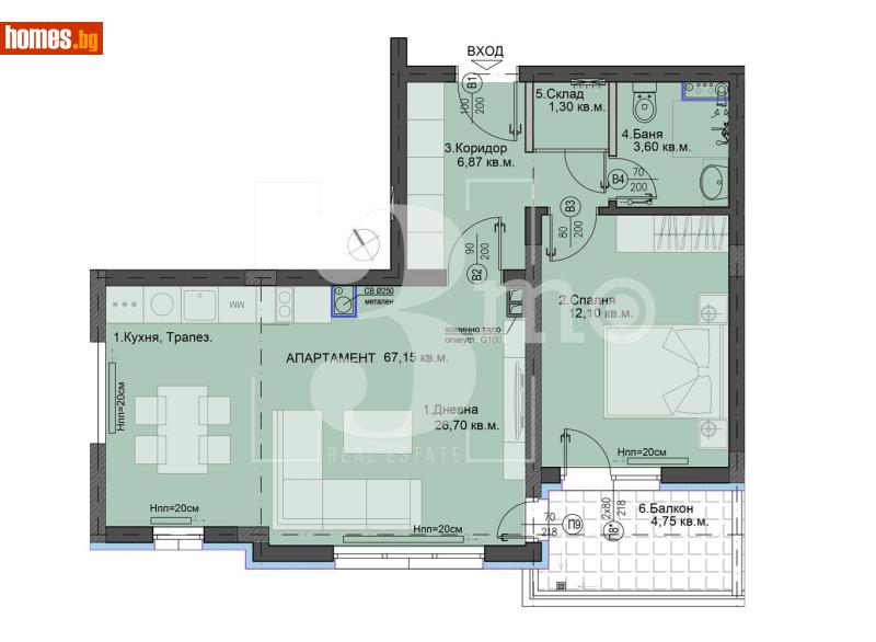 Двустаен, 77m² - снимка 6