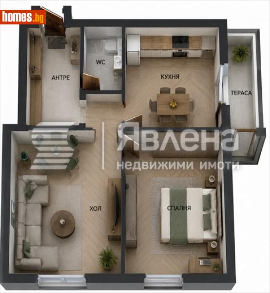 Двустаен, 56m² - снимка 1