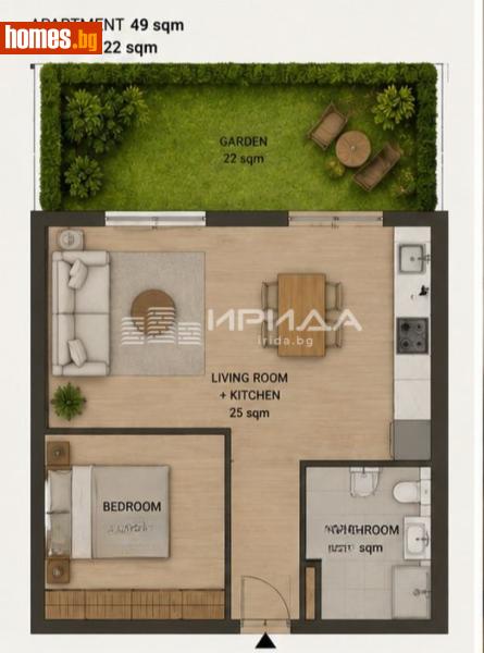 Двустаен, 60m² - Жк. Левски В, София - Апартамент за продажба - Ирида - 120200229
