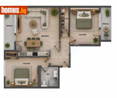 Тристаен, 79m² - Апартамент за продажба - 120249717