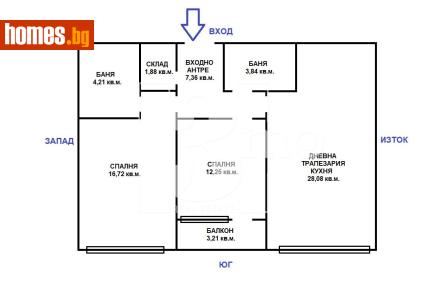 Тристаен, 114m² - Апартамент за продажба - 120254196