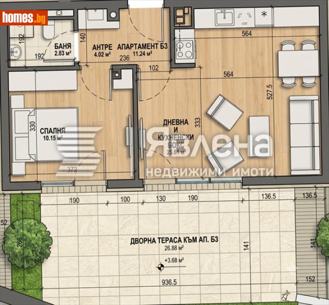 Двустаен, 60m² - Кв. Княжево, София - Апартамент за продажба - ЯВЛЕНА - 120255960