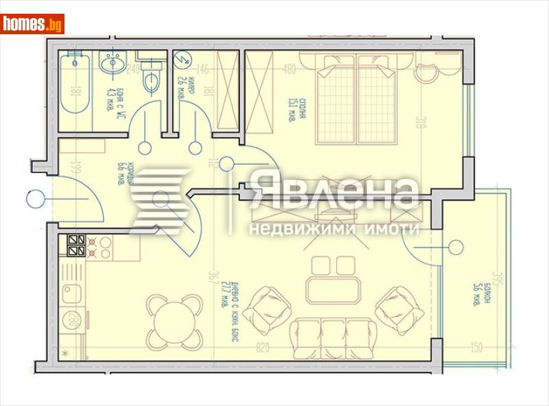 Двустаен, 92m² - Кв. Виница, Варна - Апартамент за продажба - ЯВЛЕНА - 120341110