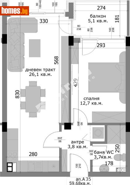 Двустаен, 68m² - Кв. Владиславово, Варна - Апартамент за продажба - МИРЕЛА - 120375269