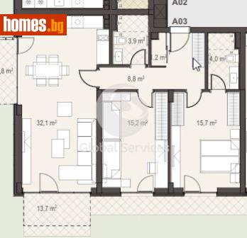 Тристаен, 115m² - Апартамент за продажба - 120384515