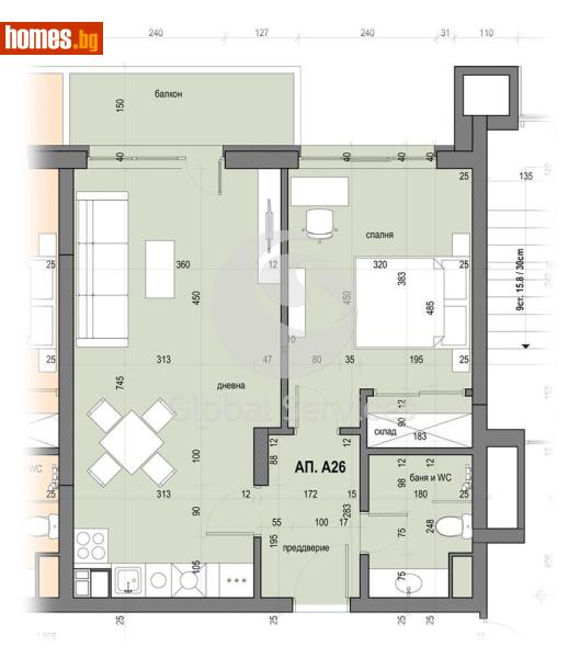 Двустаен, 79m² - Жк. Славия, София - Апартамент за продажба - Глобъл Сървисиз ООД - 120384521