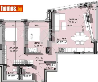Тристаен, 110m² - Апартамент за продажба - 120384705
