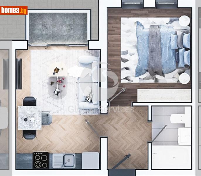 Двустаен, 58m² - Жк. Зона Б19, София - Апартамент за продажба - Глобъл Сървисиз ООД - 120384776