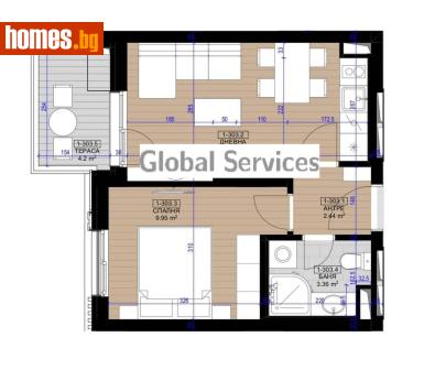 Двустаен, 51m² - Апартамент за продажба - 120384844