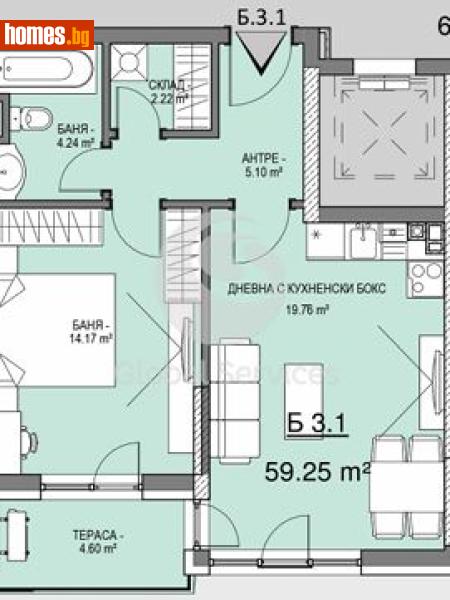 Двустаен, 68m² - Кв. Витоша, София - Апартамент за продажба - Глобъл Сървисиз ООД - 120384906