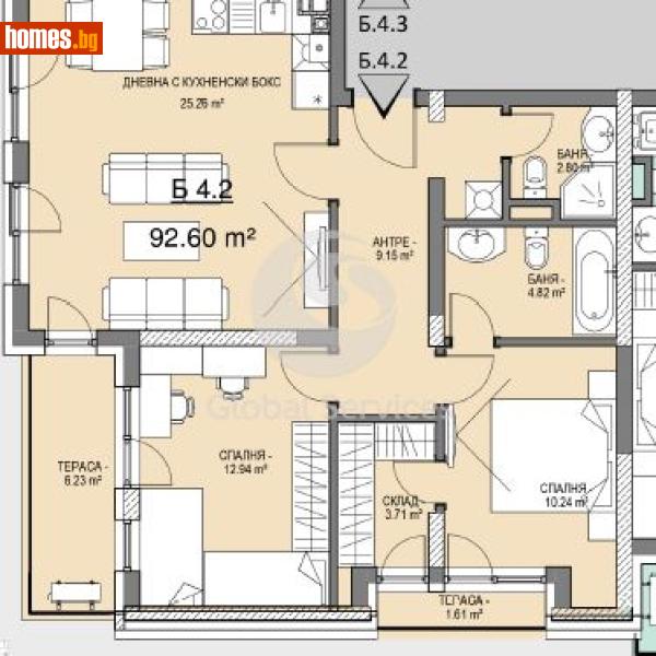 Тристаен, 107m² - Кв. Витоша, София - Апартамент за продажба - Глобъл Сървисиз ООД - 120384907