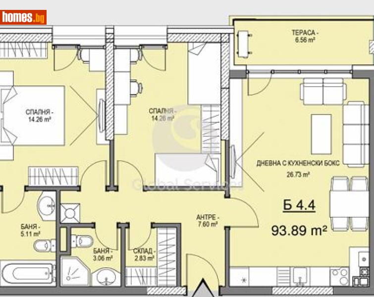 Тристаен, 107m² - Кв. Витоша, София - Апартамент за продажба - Глобъл Сървисиз ООД - 120384909