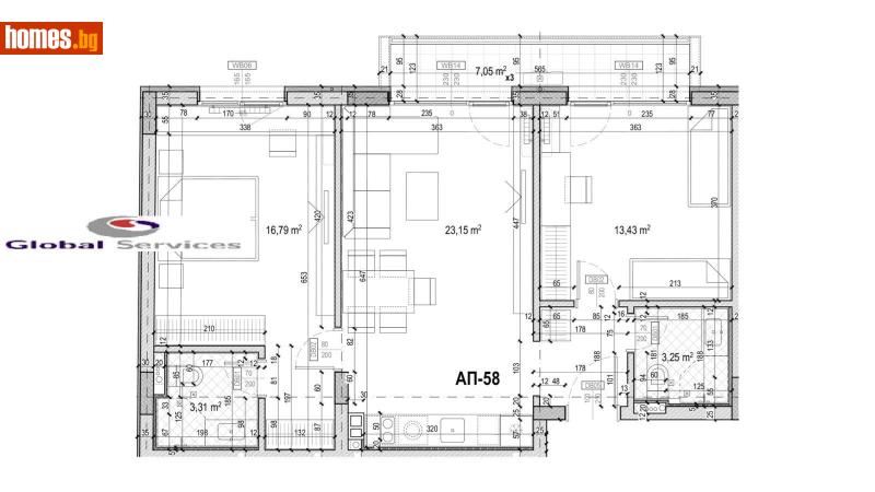 Тристаен, 81m² - Жк. Връбница 1, София - Апартамент за продажба - Глобъл Сървисиз ООД - 120385016