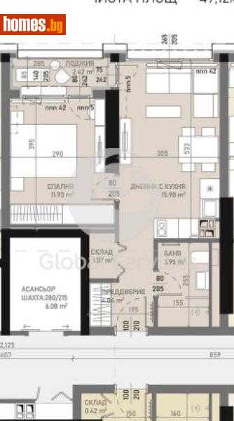Двустаен, 56m² - Жк. Банишора, София - Апартамент за продажба - Глобъл Сървисиз ООД - 120385313