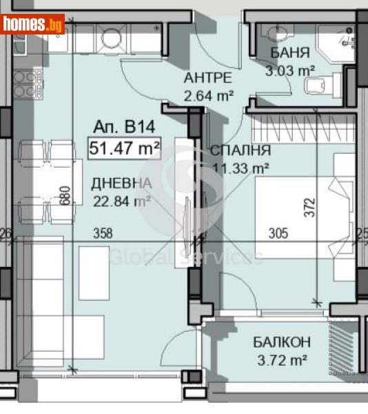 Двустаен, 70m² - Кв. Манастирски Ливади, София - Апартамент за продажба - Глобъл Сървисиз ООД - 120385418