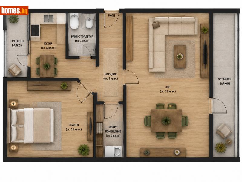 Двустаен, 65m² - Жк. Люлин 6, София - Апартамент за продажба - Титан Пропъртис - 120393101