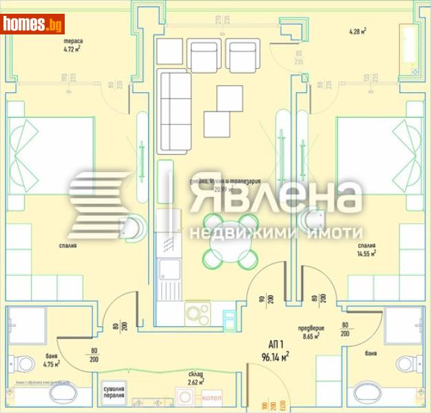 Тристаен, 118m² - Кв. Малинова Долина, София - Апартамент за продажба - ЯВЛЕНА - 120406241
