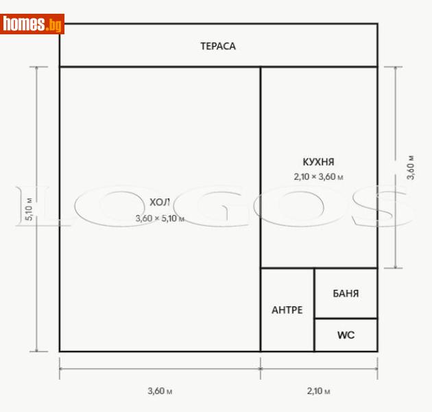 Двустаен, 43m² - Жк. Изгрев, Варна - Апартамент за продажба - ЛОГОС - 120407953