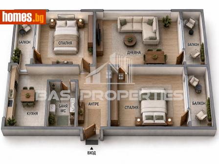 Тристаен, 86m² - Апартамент за продажба - 120419719