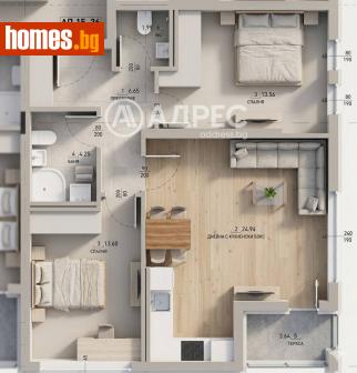 Тристаен, 93m² - Апартамент за продажба - 120464447