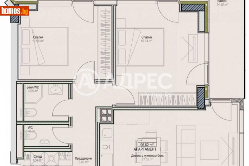 Тристаен, 119m² -  Оборище, София - Апартамент за продажба - АДРЕС НЕДВИЖИМИ ИМОТИ - 120468466