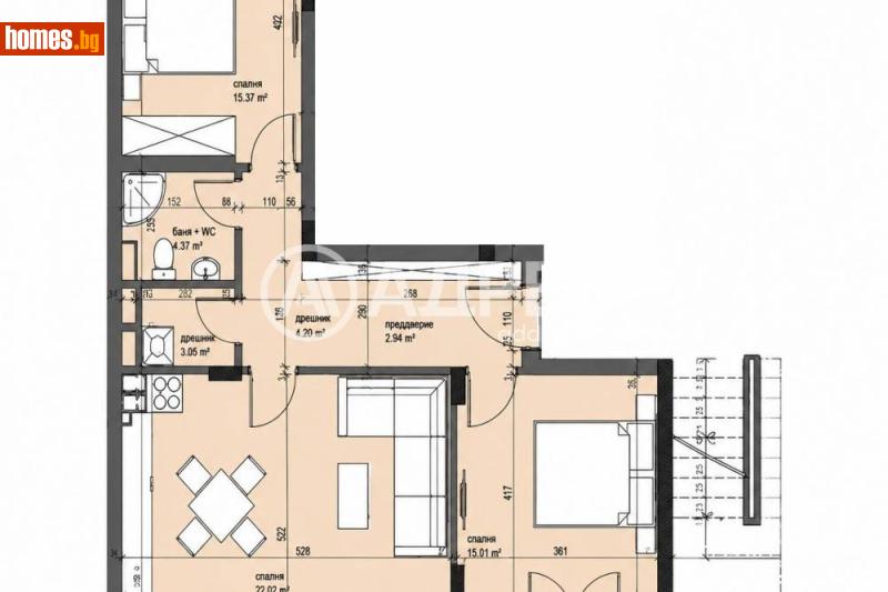 Тристаен, 104m² - Жк. Надежда 2, София - Апартамент за продажба - АДРЕС НЕДВИЖИМИ ИМОТИ - 120482876