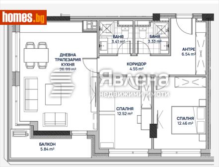 Тристаен, 122m² - Апартамент за продажба - 120509422