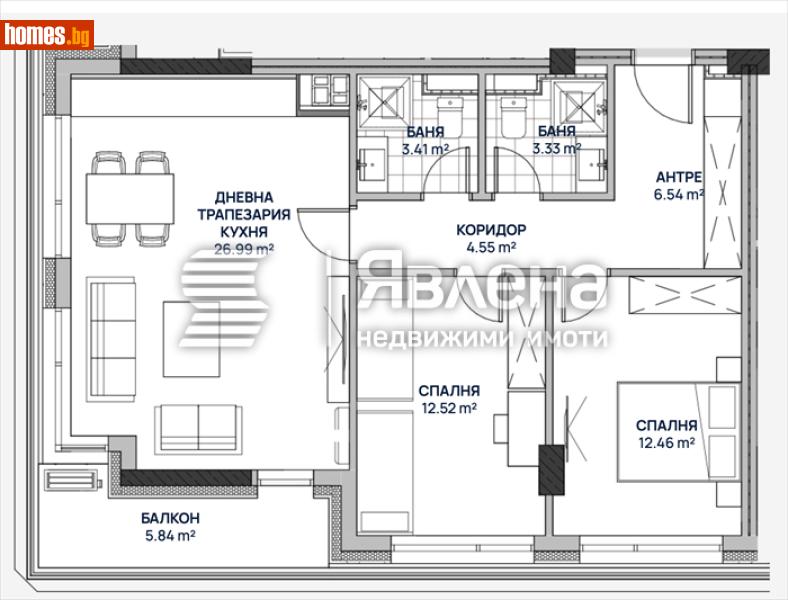 Тристаен, 122m² - Жк. Люлин 2, София - Апартамент за продажба - ЯВЛЕНА - 120509422
