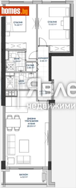 Тристаен, 112m² - Жк. Люлин 2, София - Апартамент за продажба - ЯВЛЕНА - 120509433