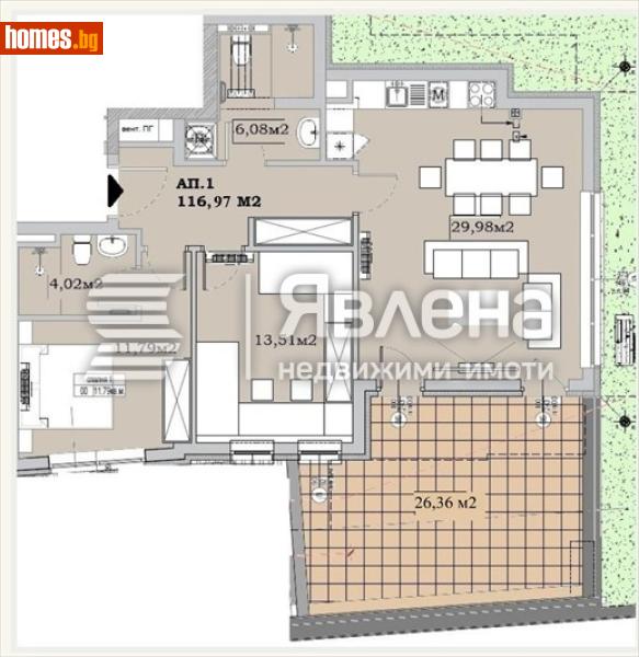 Тристаен, 134m² - Жк. Сухата Река, София - Апартамент за продажба - ЯВЛЕНА - 120597848
