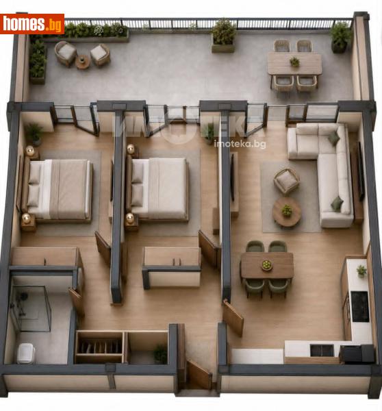 Тристаен, 70m² - Жк Южен, Пловдив - Апартамент за продажба - ИМОТЕКА АД - 120663303
