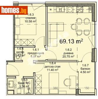 Тристаен, 82m² - Апартамент за продажба - 120748695