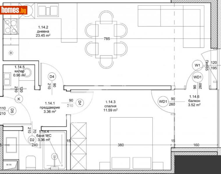 Двустаен, 65m² - Кв. Владиславово, Варна - Апартамент за продажба - МИРЕЛА - 120748707