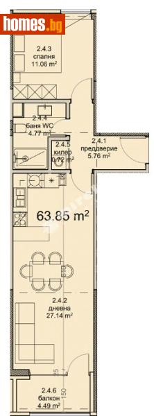 Двустаен, 75m² - Кв. Владиславово, Варна - Апартамент за продажба - МИРЕЛА - 120748729