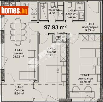 Тристаен, 116m² - Апартамент за продажба - 120748793