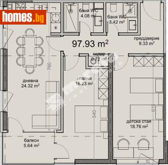 Тристаен, 116m² - Апартамент за продажба - 120748809