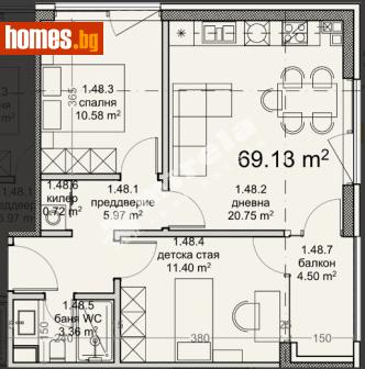 Тристаен, 82m² - Апартамент за продажба - 120748830
