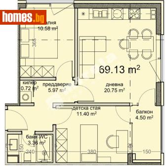 Тристаен, 82m² - Апартамент за продажба - 120748844