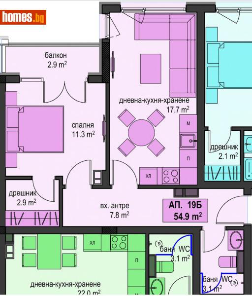 Двустаен, 66m² - Жк. Меден Рудник, Бургас - Апартамент за продажба - М Груп Недвижими имоти - 120792140