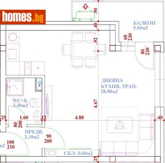 Едностаен, 56m² - Апартамент за продажба - 120814693