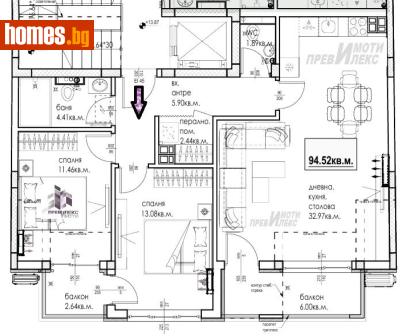 Тристаен, 114m² - Апартамент за продажба - 120833256