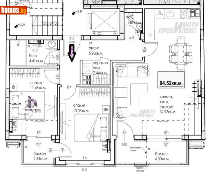 Тристаен, 114m² - Жк. Христо Ботев, Пловдив - Апартамент за продажба - Превилекс имоти ЕООД - 120833256