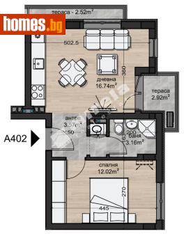 Двустаен, 59m² - Апартамент за продажба - 120841494