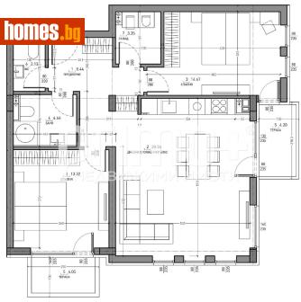 Тристаен, 119m² - Апартамент за продажба - 120864834