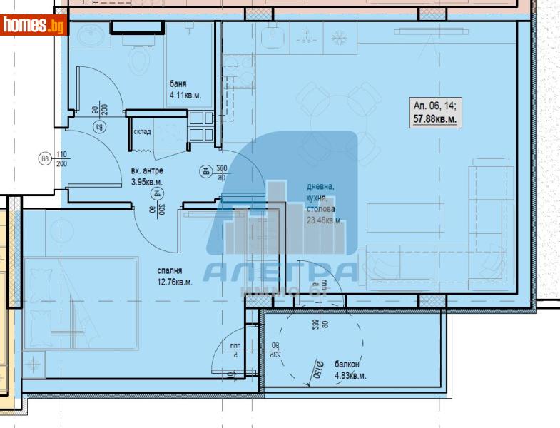 Двустаен, 66m² - Жк. Христо Смирненски, Пловдив - Апартамент за продажба - Alegra ImmoBG - 120905008