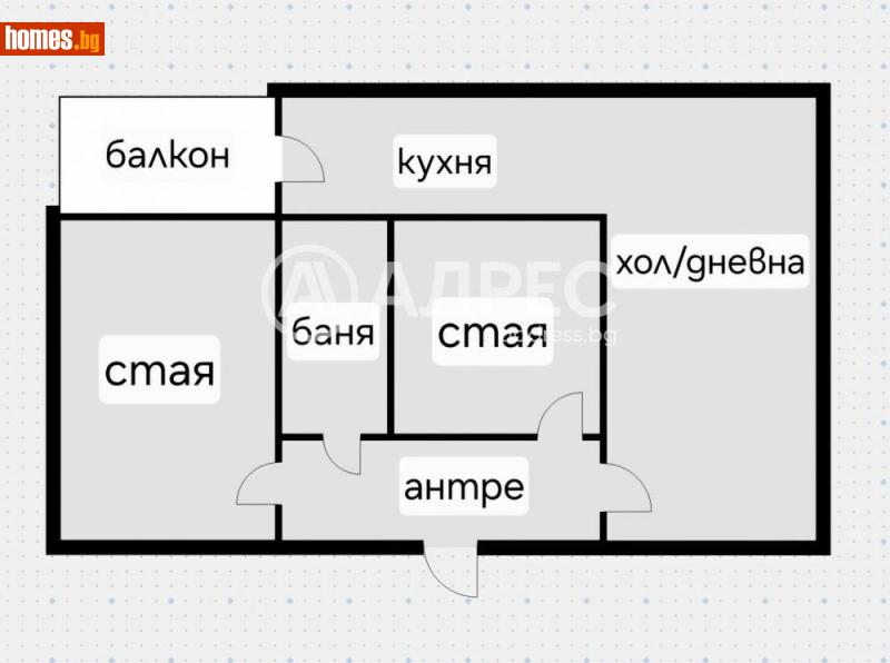 Тристаен, 63m² - Жк. Сердика, София - Апартамент за продажба - АДРЕС НЕДВИЖИМИ ИМОТИ - 120906164