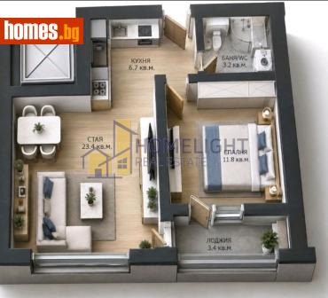 Двустаен, 58m² - Апартамент за продажба - 120946504